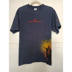 Vintage Y2K Hawaiian Island Creations Mens T-Shirt Large Kamehameha Statue Navy*